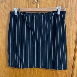White striped black mini skirt